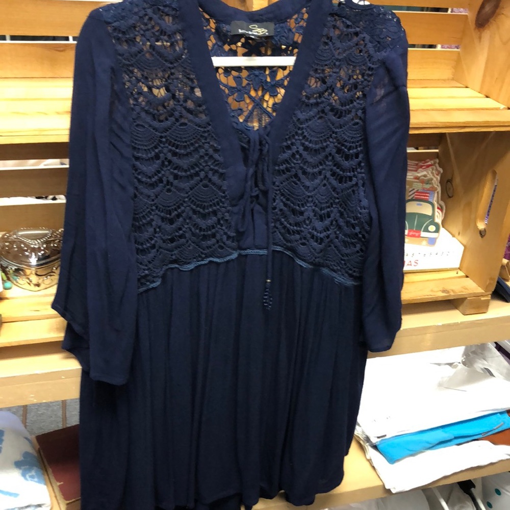Boho navy lace top
